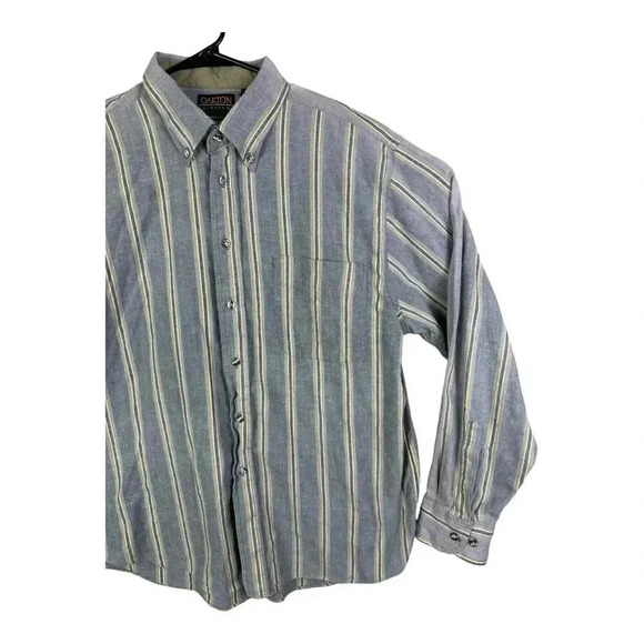 Oakton Limited Men’s Size XL Collared L/S Button Up Shirt In Gray Striped - Picture 2 of 14